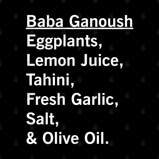 Baba Ganoush Eggplant Recipe Vegan Vegetarian Foodie Gift by CoolFoodiesMerch
