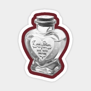 Sepia Alchemy Love elixir potion - monochrome heart bottle Magnet