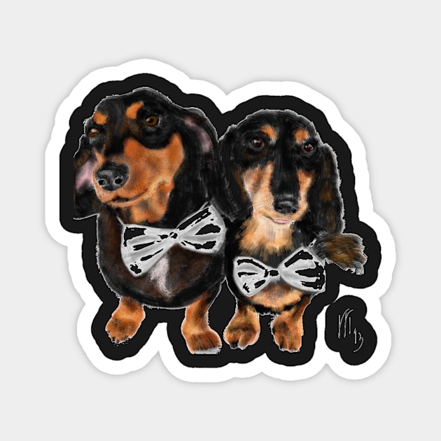 I Love Dachshunds With Bow Ties Magnet by LITDigitalArt