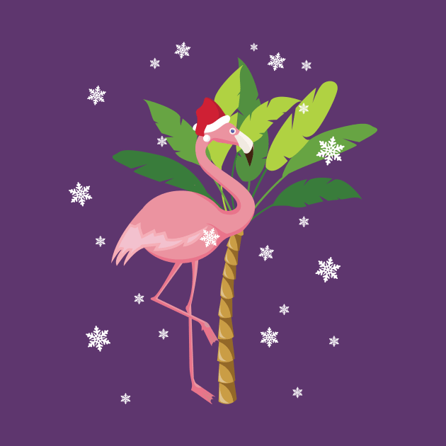 Cute Pink Flamingo Tropical Beach Santa Hat by GDLife