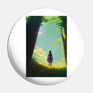 Anime Girl Spring Mysterious Sun Forest Landscape Pin