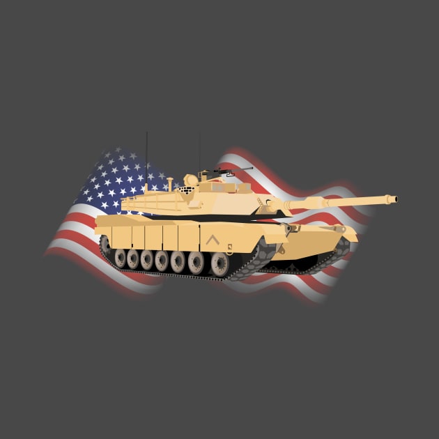 M1A1 / M1A2 Abrams Tank with American Flag by NorseTech