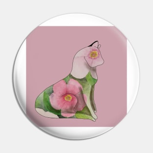 Apple blossom pretty kitty watercolor Pin