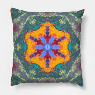 Psychedelic Hippie Orange Blue and Teal Pillow