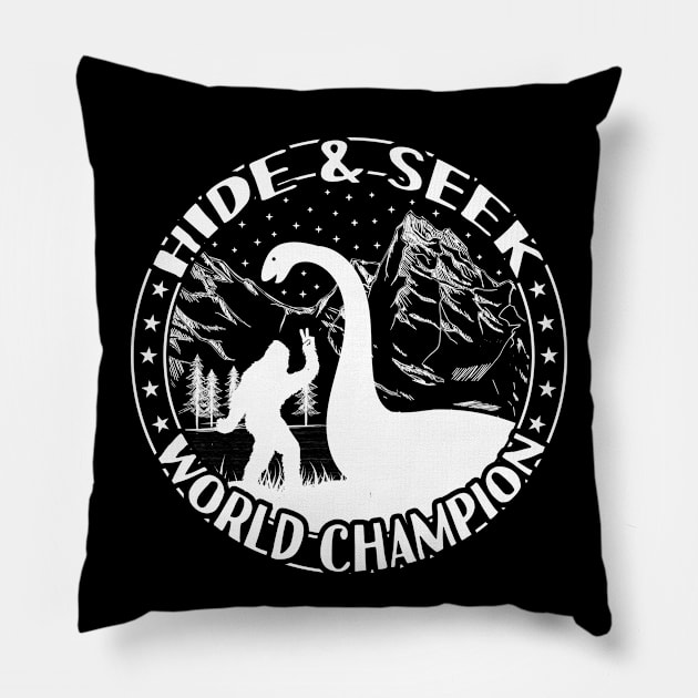 Bigfoot Loch Ness Monster Hide And Seek Pillow by Tesszero