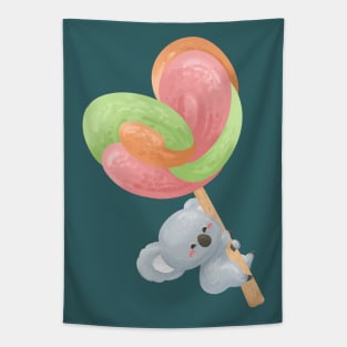 Koala Hanging on a Hearty Shape Lollipop Tapestry