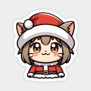 anime cat in santa outfit Magnet