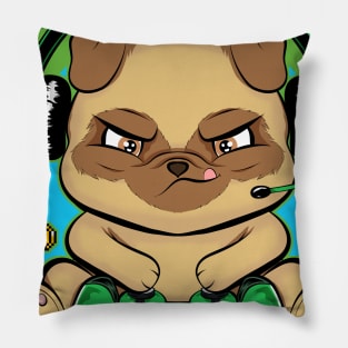 pug doggy gamer, game addicts Pillow