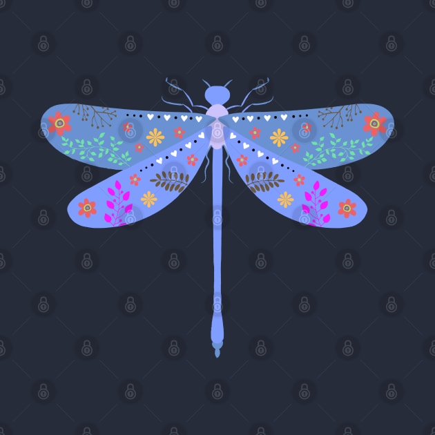 Blue Floral Dragonfly by Lizzamour