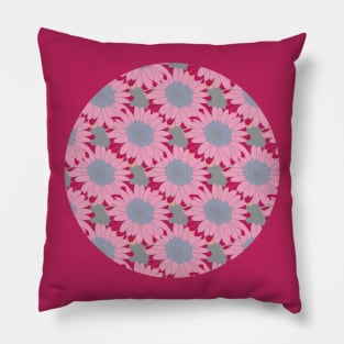 Mothers Day Pink Daisy Gerbera Floral Pattern Circle Pillow