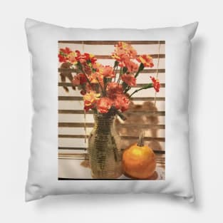 Carnations with pumpkin Pillow