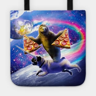 Space Pizza Sloth On Pug Unicorn Tote