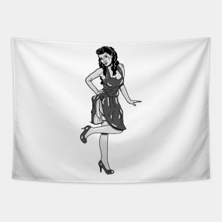 Pin up Girl in black and white Tapestry