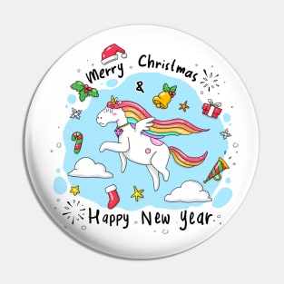 Flying unicorn - Merry Christmas and Happy New year Pin