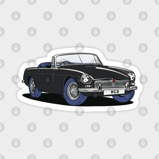 MGB Vintage Car in Black Magnet by Webazoot