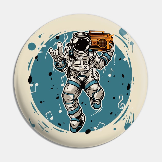 astronaut holding radio dancing Pin by Mako Design 