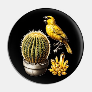 Desert Song: Cactus, Crystal, and Canary Pin