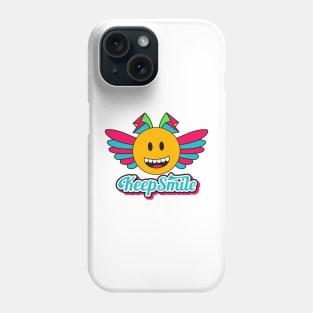 Keep smiling and Rainbow wings emoji Phone Case