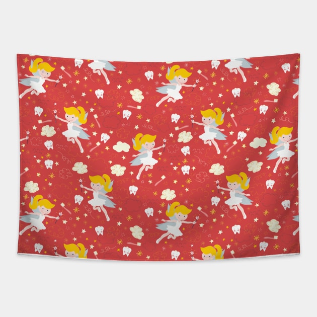 Tooth Fairy Red Small Tapestry by Sandra Hutter Designs