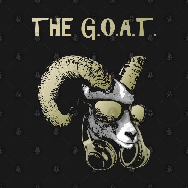 The Goat Cool Cool and Funny Music Animal with Headphones and Sunglasses by Nerd_art