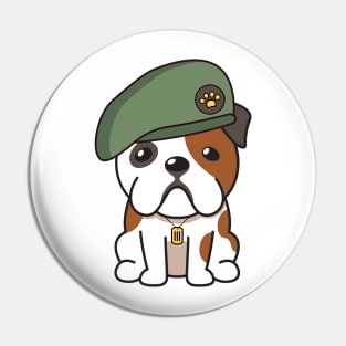 Green Beret English Bulldog Pin