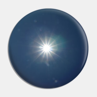 Lumina Solar Eclipse II - white star like sun glare on clear navy blue sky and chromatic aberrations (lens flares) photograph Pin