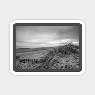 Mablethorpe Sand Dunes, Storm Coming, Black And White Magnet