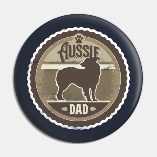 Aussie Dad - Distressed Australian Shepherd Silhouette Design Pin