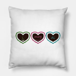 I Mog Di - German Gingerbread Hearts Pillow