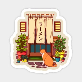 The red cat and the Japanese ramen shop Magnet