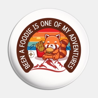 Red Panda Bear Foodaholic Eating Fries and Burger Pin