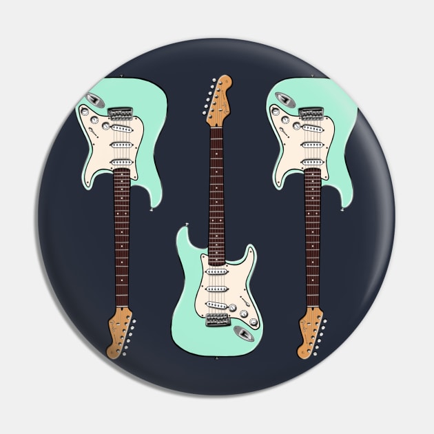 Triple Surf Green Stratocaster Pin by saintchristopher