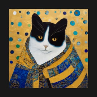 Klimt Tuxedo Cat with Golden Eyes T-Shirt