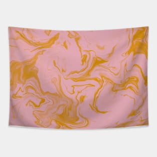 Shades of Moody Pastel Pink and Yellow Aesthetic Marble Pattern Tapestry