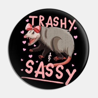 Trashy and Sassy Funny Possum Opossum Garbage Trash Pin