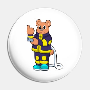 Bear as Firefighter at Fire department with Hose Pin