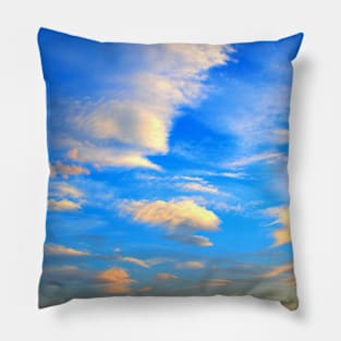 Blue sky with many little clouds during sunset Pillow
