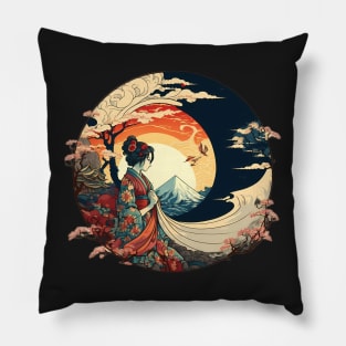 Traditional Japanese ukiyo-e art Pillow