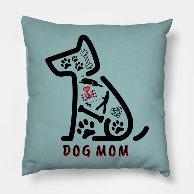 Dog Mom Pillow by Rebecca Abraxas - Brilliant Possibili Tees