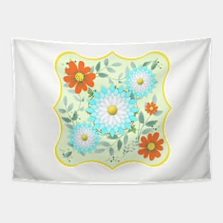 FLORAL PRINT SHOWER CURTAIN | Mothers Day Gift Ideas | Blue and White Teal Flowers Tapestry