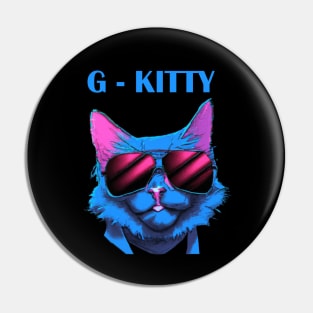 Cool Kitty Synthwave Retro Pin