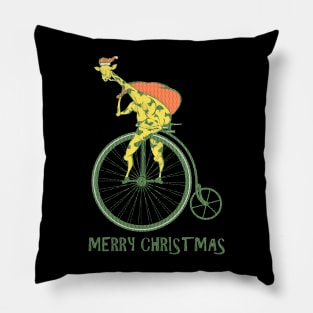 Funny Christmas sweater bicycle giraffe Pillow