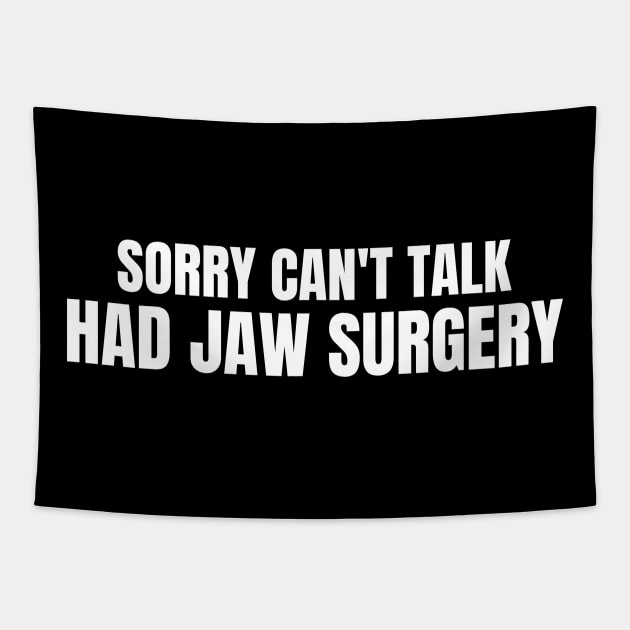 Sorry Can't Talk Had Jaw Surgery Tapestry by HobbyAndArt