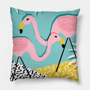 Bro - 80s flamingo art Pillow