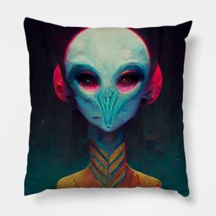 Alien with headphones listening to music Pillow