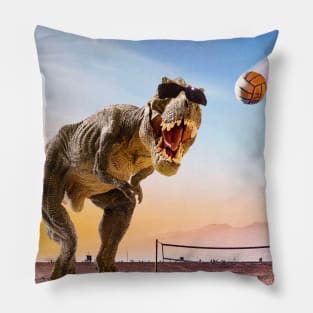 Funny T-Rex Dinosaur Playing Volleyball Pillow