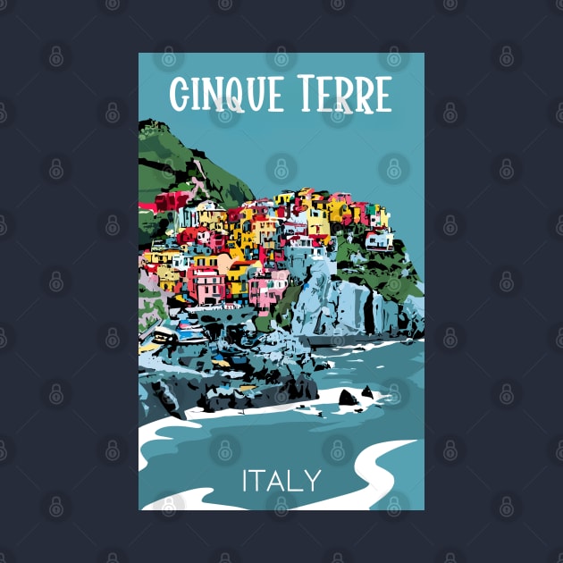 A Vintage Travel Art of Cinque Terre - Italy by goodoldvintage