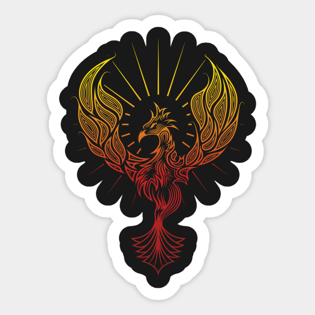 Tribal Phoenix Bird Rising Through Fire Phoenix On Fire Aufkleber Teepublic De