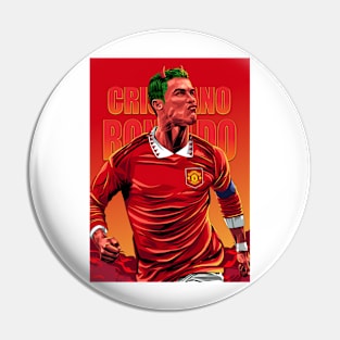 Crimson Fury: Illustrating Cristiano Ronaldo as the Red Devil Pin