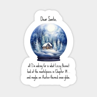 Funny Jane Austen Christmas design with snow globe Magnet